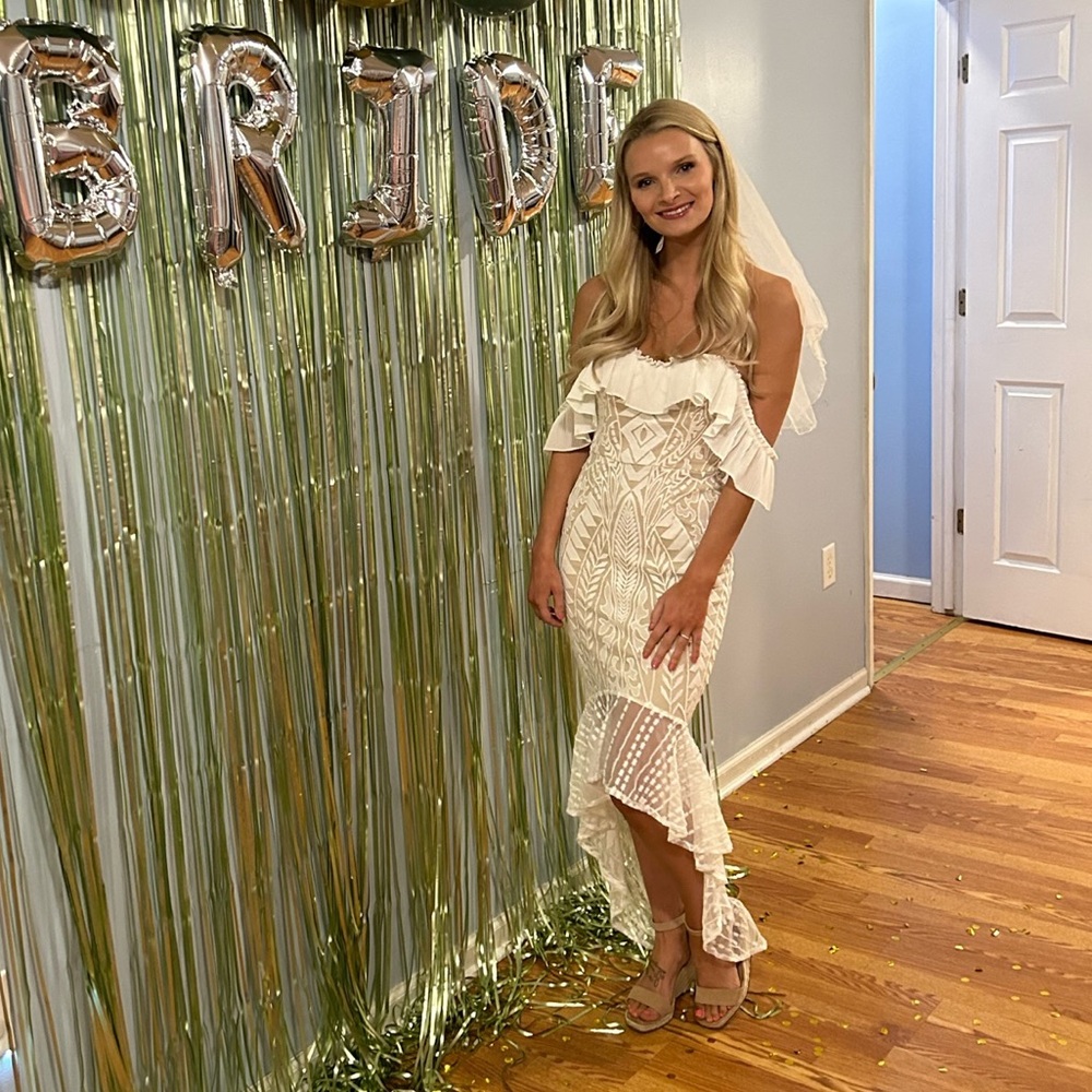 White lace midi dress